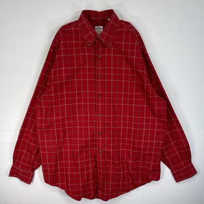 古着 ブルックスブラザーズ Brooks Brothers 長袖シャツ ボタンダウン 胸ポケ チェック L レッド系 マルチカラー メンズ