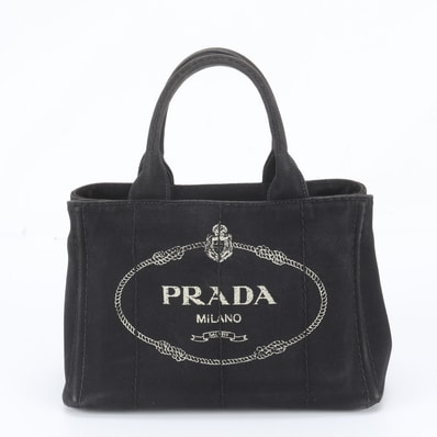 ■美品 プラダカナパ トート バッグ レザー×キャンバス