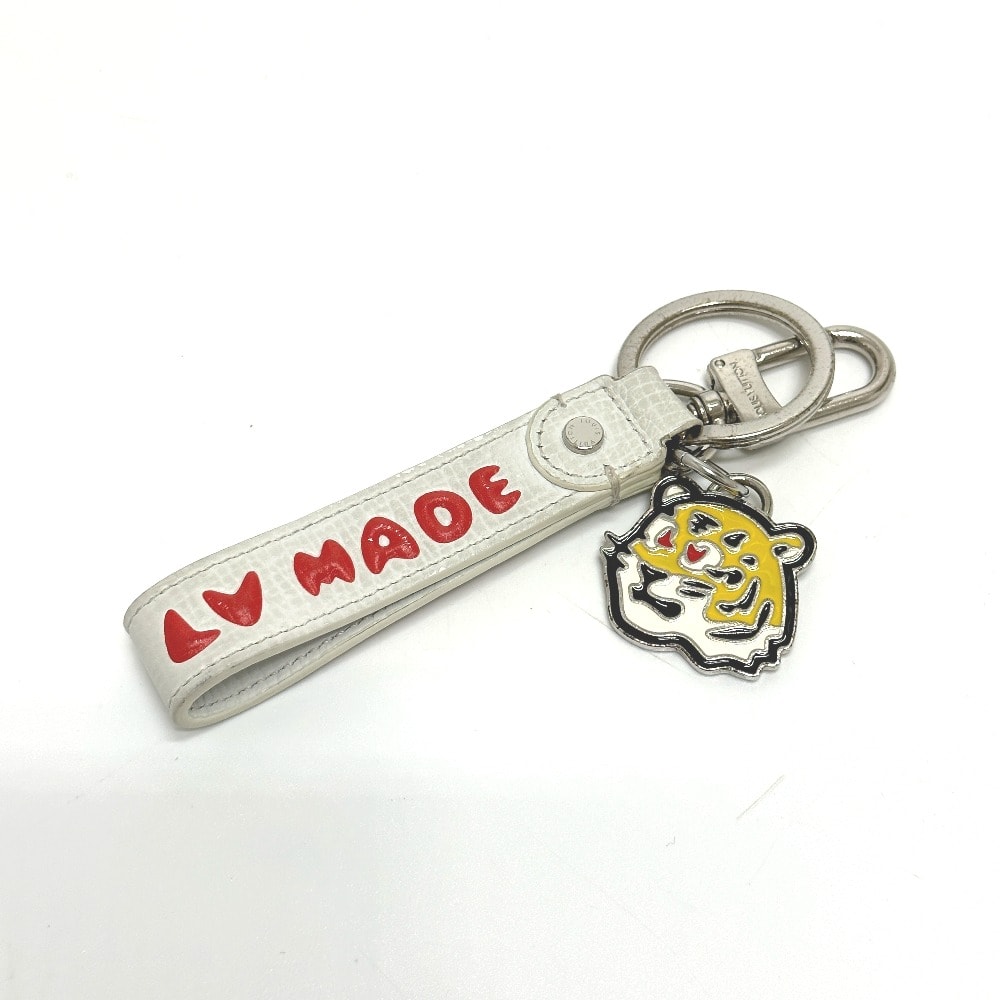 ルイヴィトン LOUIS VUITTON ドラゴンヌ・LV MADE MP3225 NIGOコラボ ストラップ バッグチャーム キーホルダー レザー ホワイト