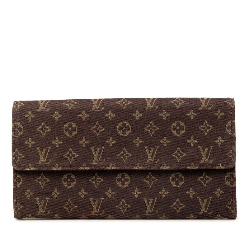 ルイ ヴィトン モノグラム ミニラン ポルトフォイユ サラ 長財布 M95234 ブラウン キャンバス レザー レディース LOUIS VUITTON 中古