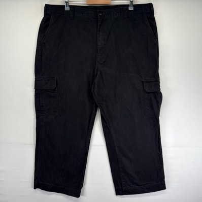 古着 ディッキーズ Dickies パンツ ワーク カーゴ サイドポケット ワンポイントロゴ 大きいサイズ w42 L30 ブラック系 メンズ
