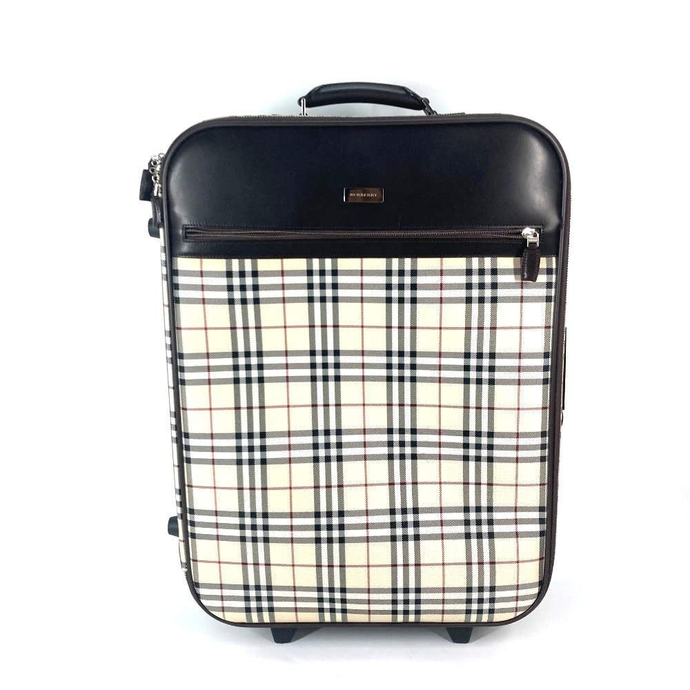 バーバリー BURBERRY ノバチェック柄 スーツケース  トラベルケース 旅行カバン 2輪 キャリーバッグ キャンバス/レザー ベージュ