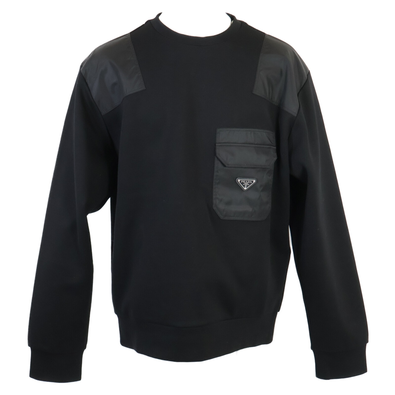 プラダ 【美品/国内正規/23年製】UJL35B Re-Nylon トライアングルロゴプレート パネル スウェットシャツ/ S