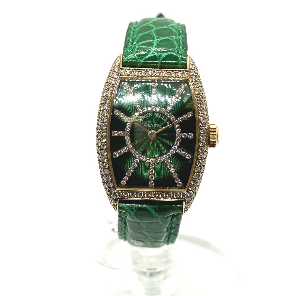 フランクミュラー FRANCK MULLER 文字盤ダイヤ ベゼルダイヤ 1750S6PMCD トノーカーベックス 手巻き 腕時計 K18YG ゴールド