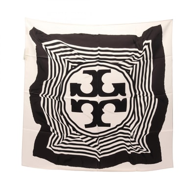 トリーバーチ Tory Burch Warped Logo Silk Square スカーフ 衣料品 シルク レディース ピンク系 / ブラック系 160515100 【新品】