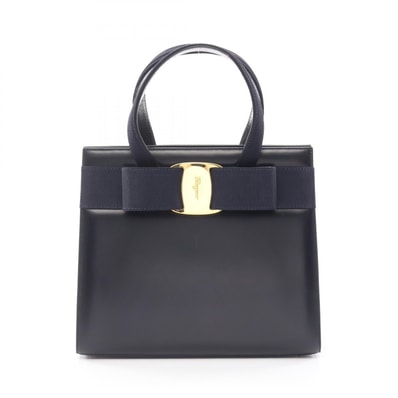 サルヴァトーレフェラガモ Salvatore Ferragamo ヴァラリボン ハンドバッグ バッグ レザー レディース ネイビー系 21 4178 【中古】