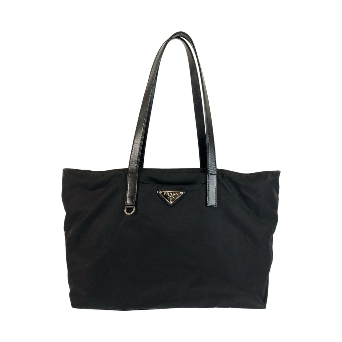 美品 PRADA プラダ テスート 三角ロゴプレート ブラック 黒 シルバー金具 ナイロン レザー/ トートバッグ ショルダーバッグ 604701 【中古】