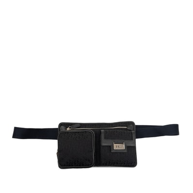 ディオール トロッターストリートシック バムバッグ ウエストバッグ ボディバッグ ブラック キャンバス レザー メンズ Dior 【中古】