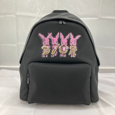 Christian Dior(クリスチャン・ディオール)バックパック リュック ラビットデザイン ナイロン×レザー ブラック