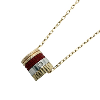 Boucheron ブシュロン ネックレス キャトルレッド スモール アクセサリー ペンダント アジャスター付き ジュエリー Au750 18金YG K18イエローゴールド ダイヤモンド レディース 約5.2g【中古品】