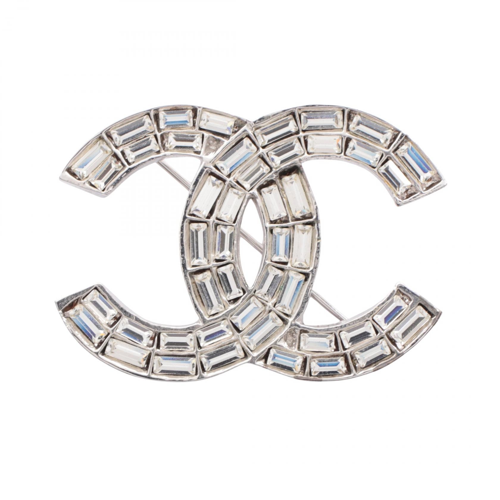 シャネル CHANEL ココマーク ブローチ アクセサリー ステンレススチール ラインストーン レディース シルバー系 / クリア系 【中古】