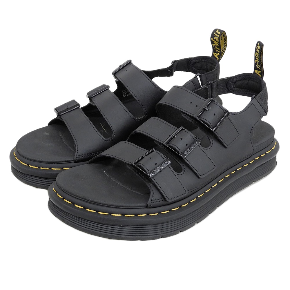 ドクターマーチン 美品 SOLOMAN 3ストラップサンダル シューズ メンズ 黒 ブラック 9 25767001 9(UK)
