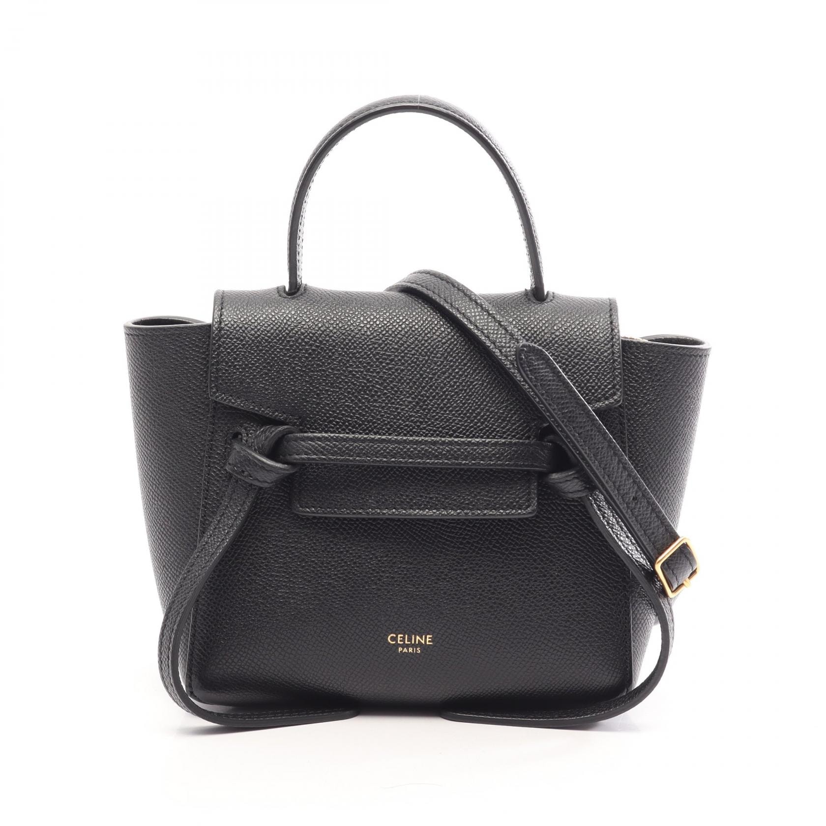 セリーヌ CELINE PICO BELT BAG ピコ ベルトバッグ 2WAY ハンドバッグ バッグ レザー レディース ブラック系 【中古】
