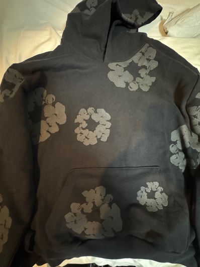 DENIM TEARS Faded Mono Cotton Wreath Hoodie "Black"