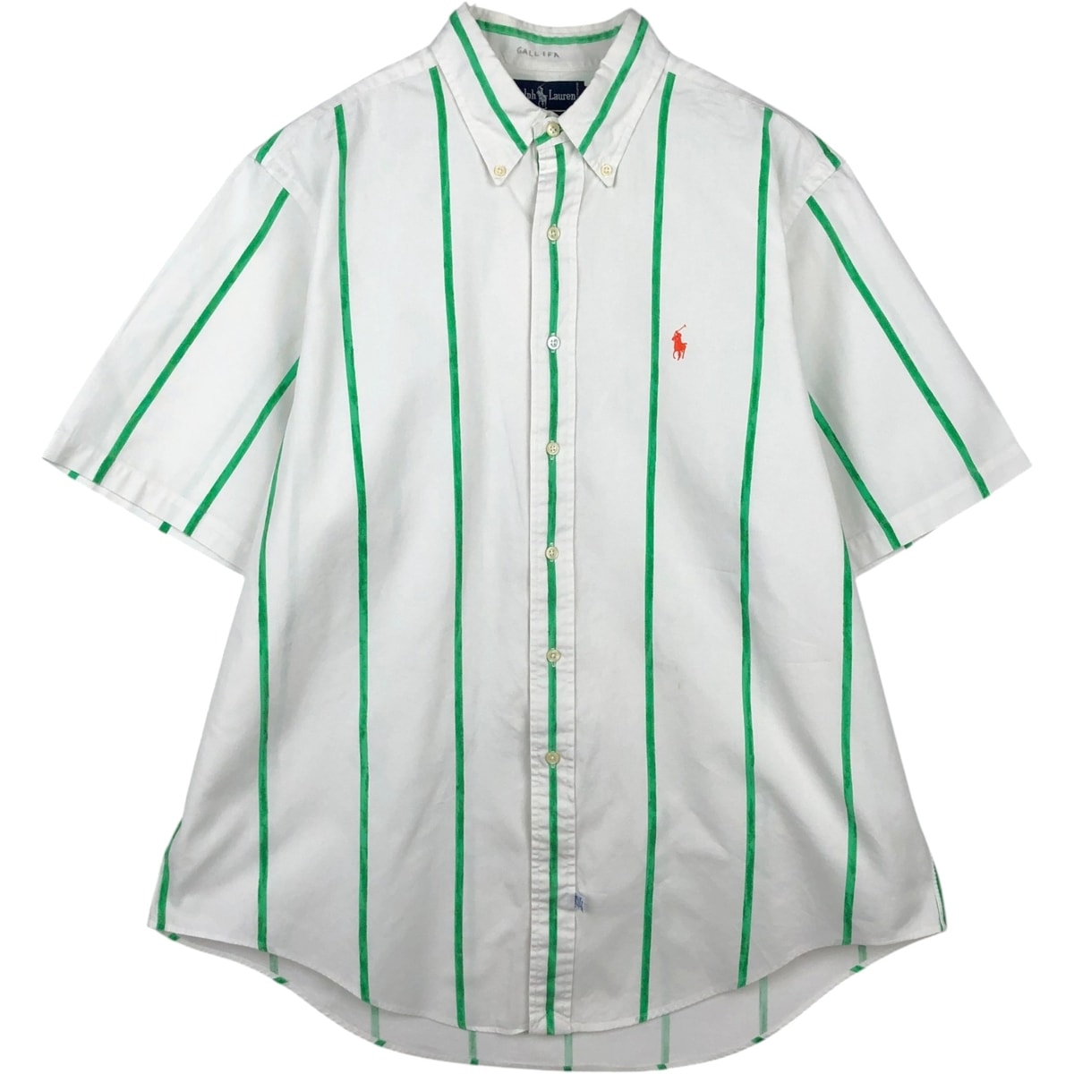 古着 ラルフローレン Ralph Lauren 半袖 ボタンダウン ストライプシャツ シンガポール製 メンズXL相当/eaa641202