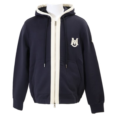 モンクレール 【新品/25年製】L10918G00019 ZIP UP CARDIGAN Mロゴワッペン ジップアップ パーカー M
