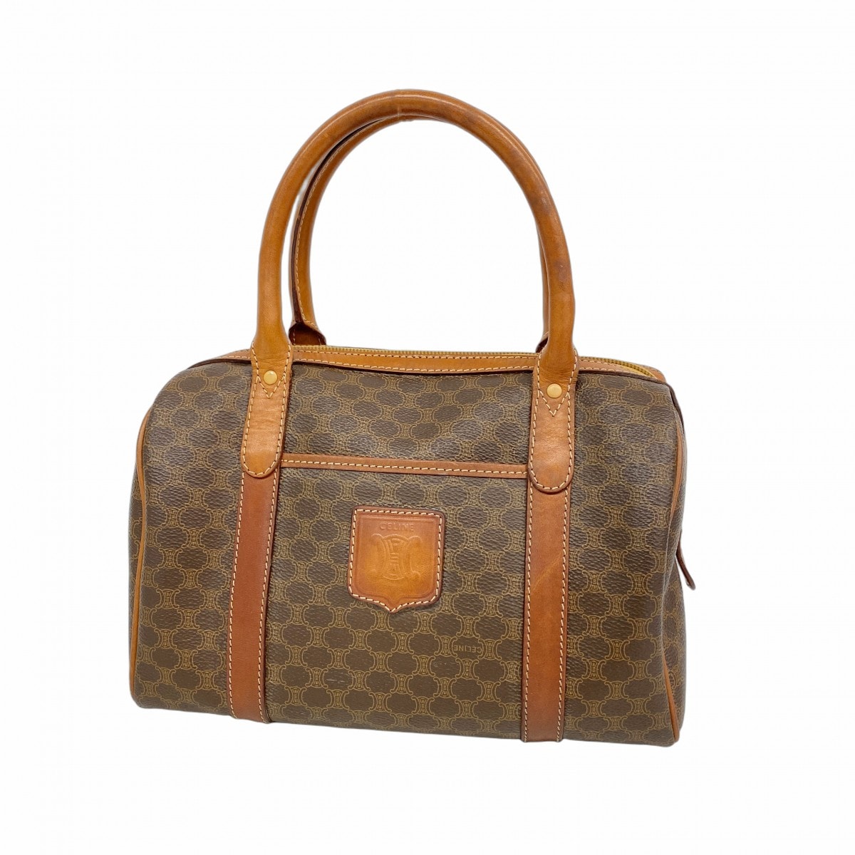 【6dd4590-k】セリーヌ ハンドバッグ マカダム PVC ブラウン ゴールド金具【中古】レディース