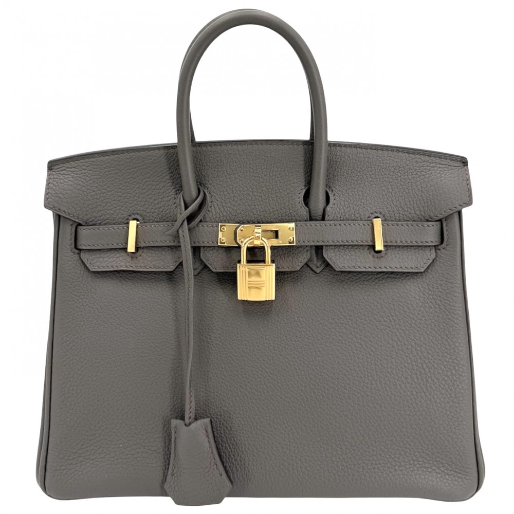 HERMES エルメス ハンドバッグ バーキン25 内縫い U刻印 レザー グレー ゴールド金具 レディース 美品 2022年【中古品】