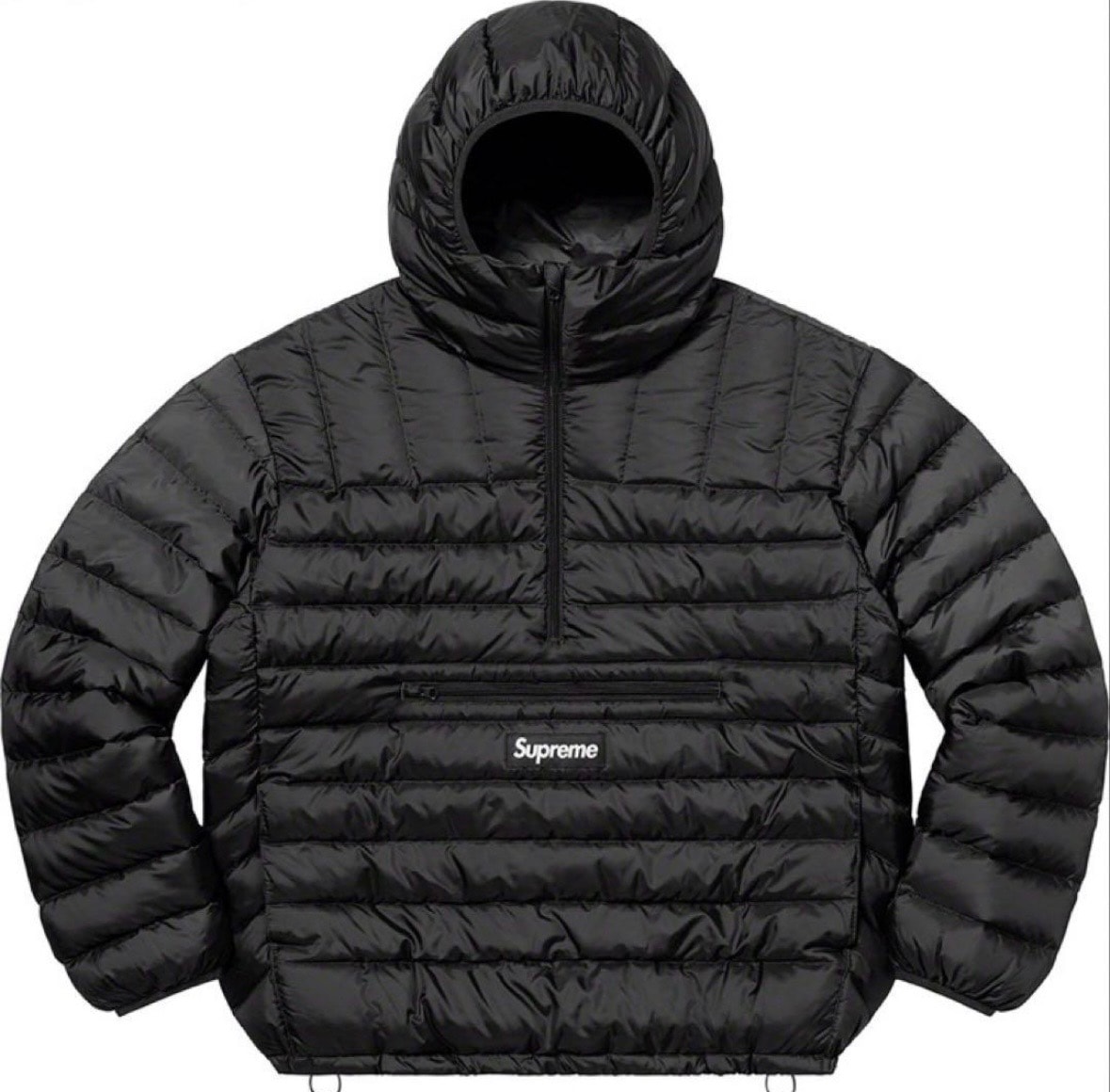 シュプリーム マイクロ ダウン ハーフ ジップ フード プルオーバー "ブラック"