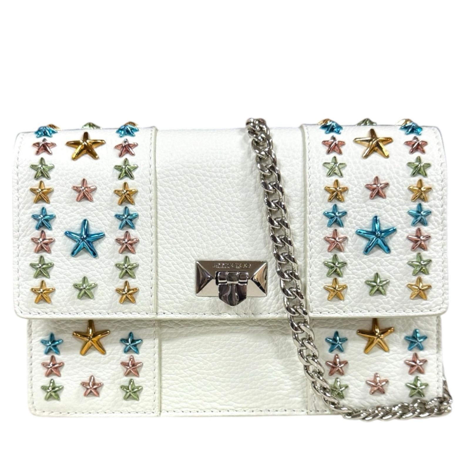 ジミーチュウ スタースタッズ ショルダーバッグ レザー ホワイト レディース JIMMY CHOO  中古