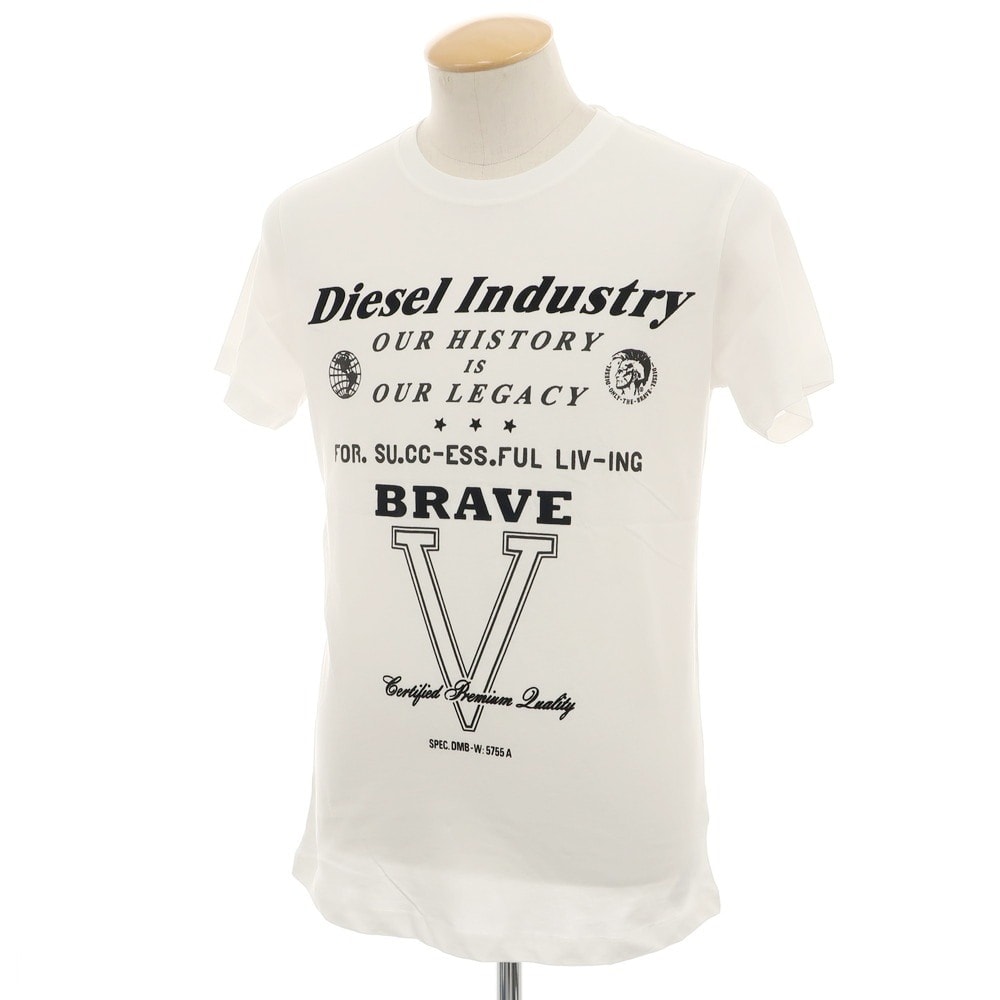 【中古】【未使用】ディーゼル DIESEL コットン クルーネック 半袖Tシャツ ホワイト【サイズS】【メンズ】