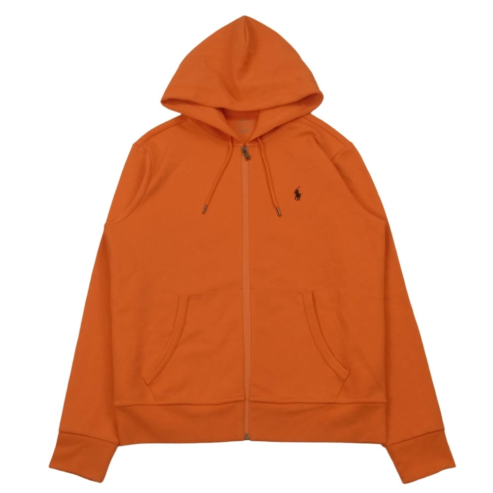 POLO RALPH LAUREN ポロ・ラルフローレン ジャージーニット フルジップ パーカー カンボジア製 オレンジ系 M【中古】