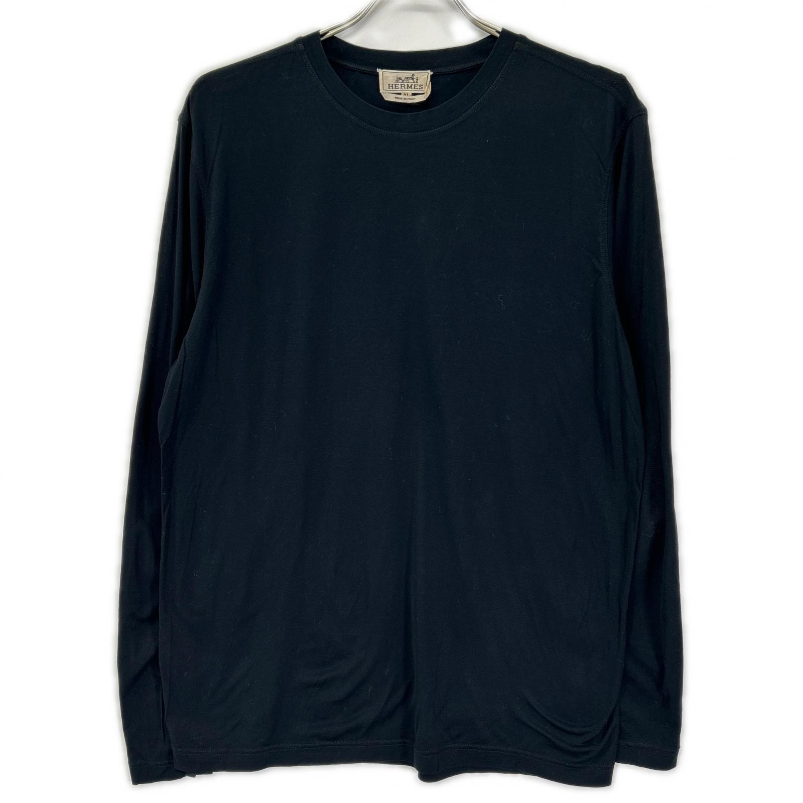 エルメス ブラック コットン ゴルチェ期 長袖Tシャツ XL