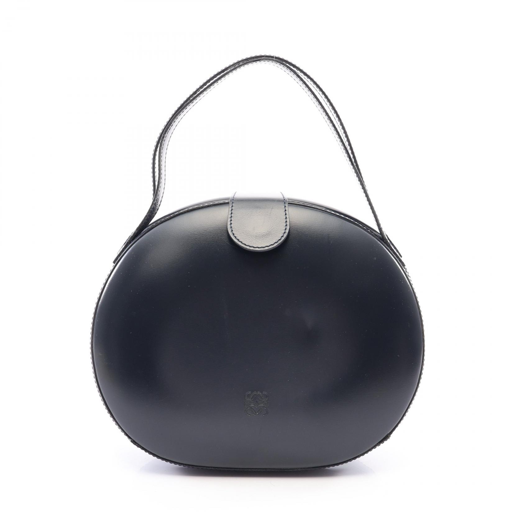 ロエベ LOEWE アナグラム ハンドバッグ バッグ レザー レディース ネイビー系 【中古】