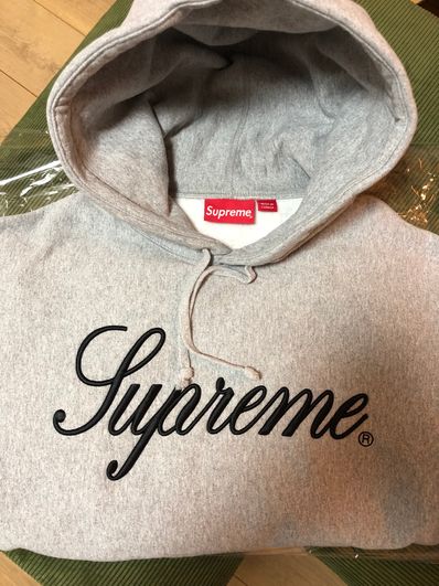 Supreme Raised Script Hooded Sweatshirt "Heather Grey"