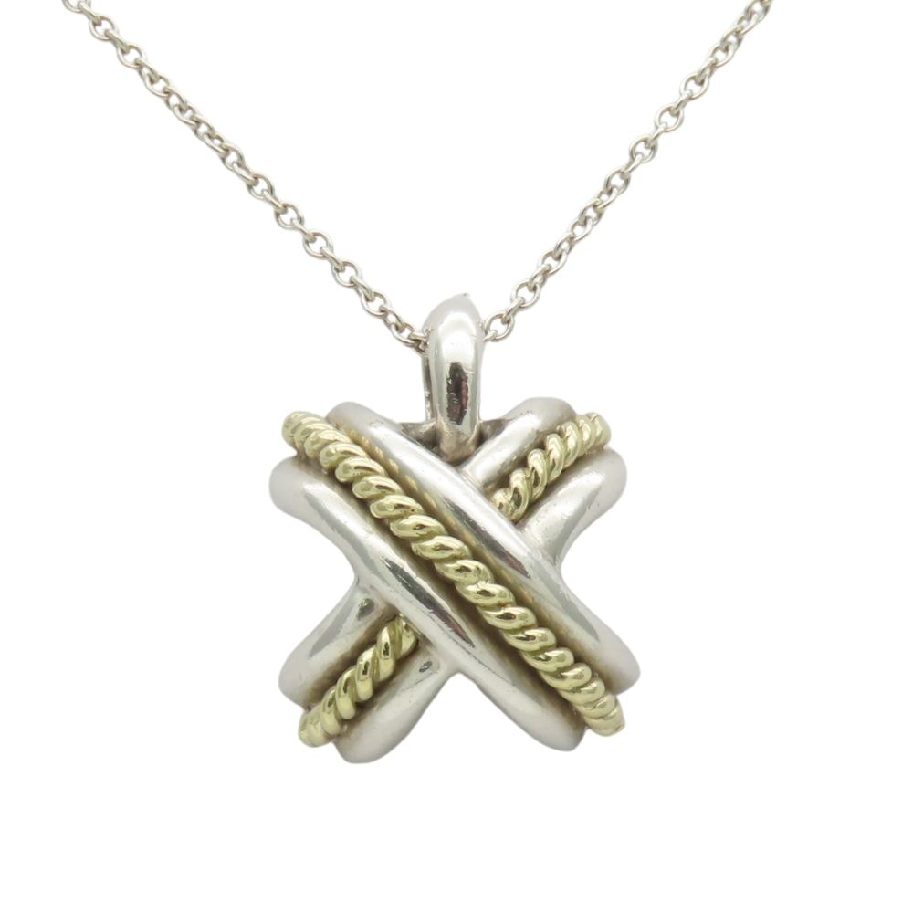 【中古】 ティファニー ネックレス シグネチャー シルバー925 K18YG 約5.1g シルバー イエローゴールド コンビ アクセサリー レディース 女性 TIFFANY&Co.
