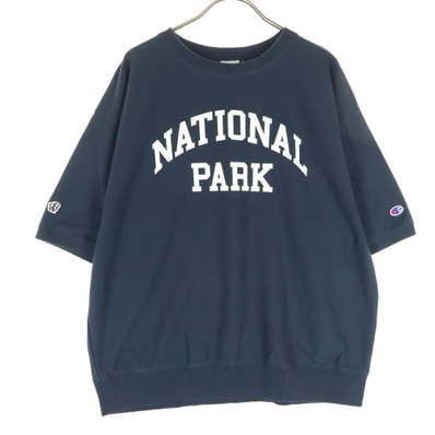 Champion チャンピオン コットン ロゴプリント 半袖 Tシャツ S ネイビー
