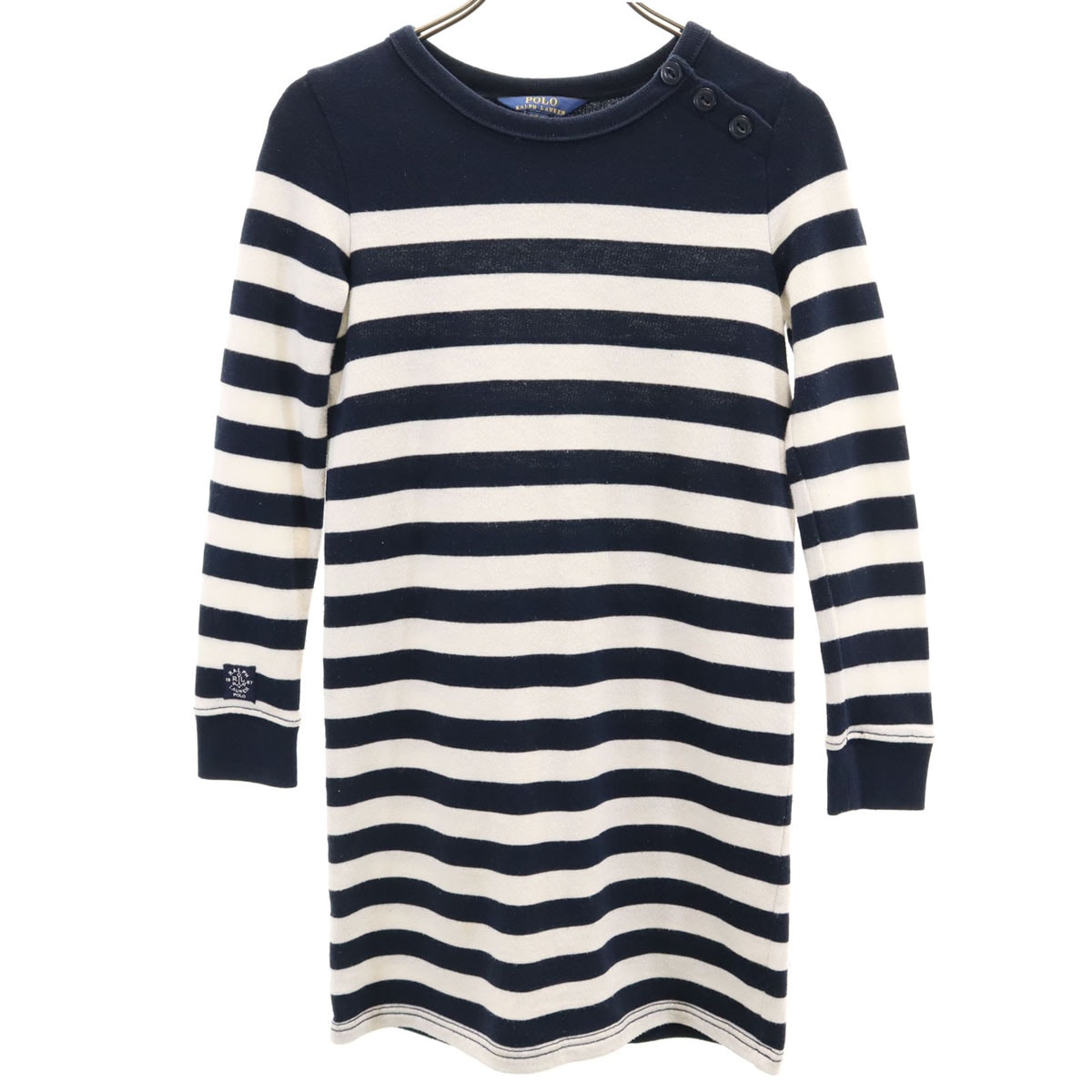 POLO RALPH LAUREN ポロラルフローレン ボーダー柄 長袖 ワンピース M 8-10 ネイビー