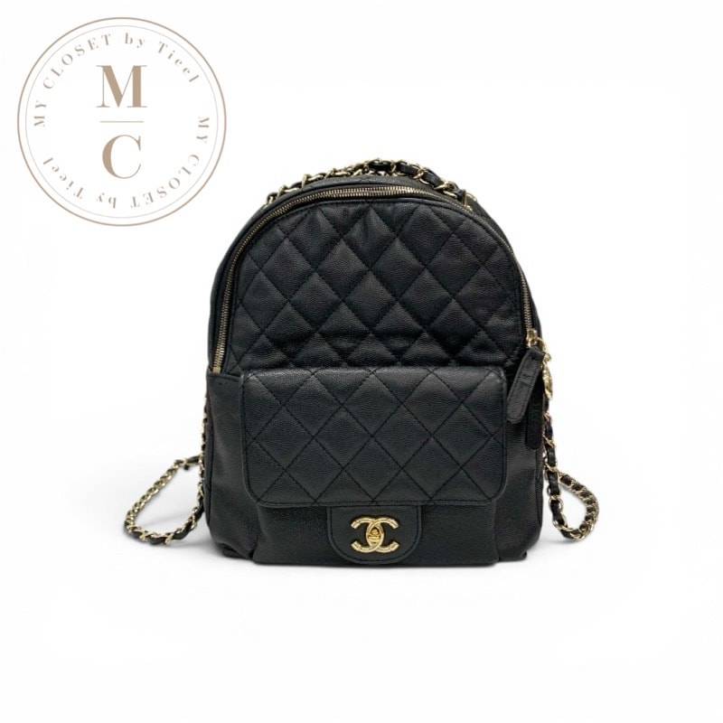 シャネル CHANEL バッグ バックパック リュック キャビアスキン ブラック ゴールド マトラッセ ココマーク ターンロック チェーン