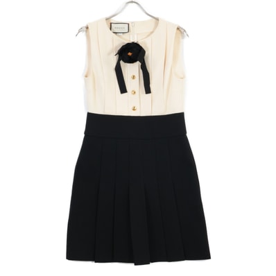 グッチ 【国内正規】546486 コサージュ付 プリーツ ノースリーブ M