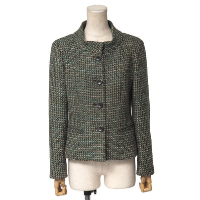 MAX MARA マックスマーラ ジャケット サイズ36 ツイード スタンドカラー ブレザー 白タグ イタリア製 ブランド古着【中古】20260603/RA9640
