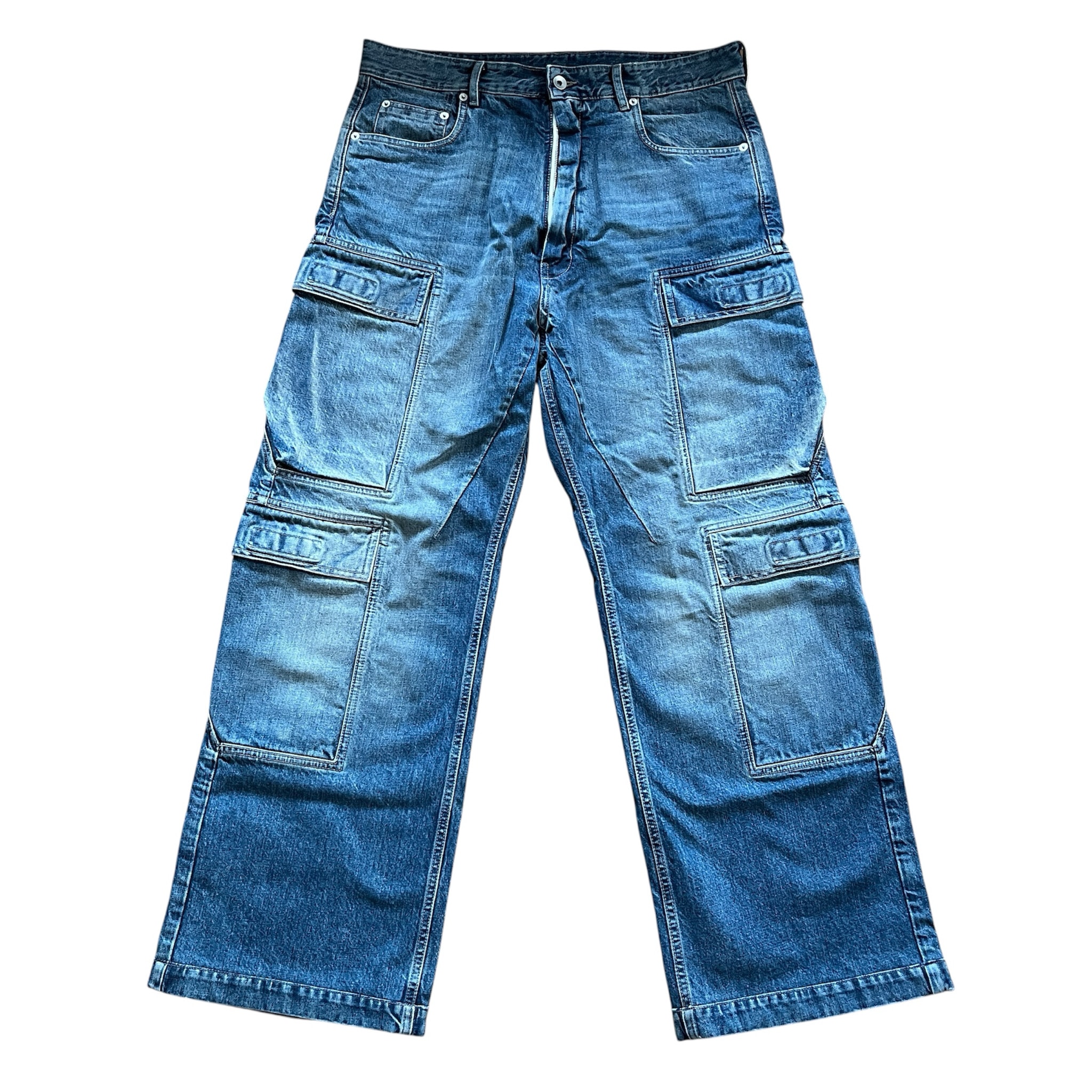 Rick Owens DRKSHDW Double Cargo Jeans "Washed Indigo"