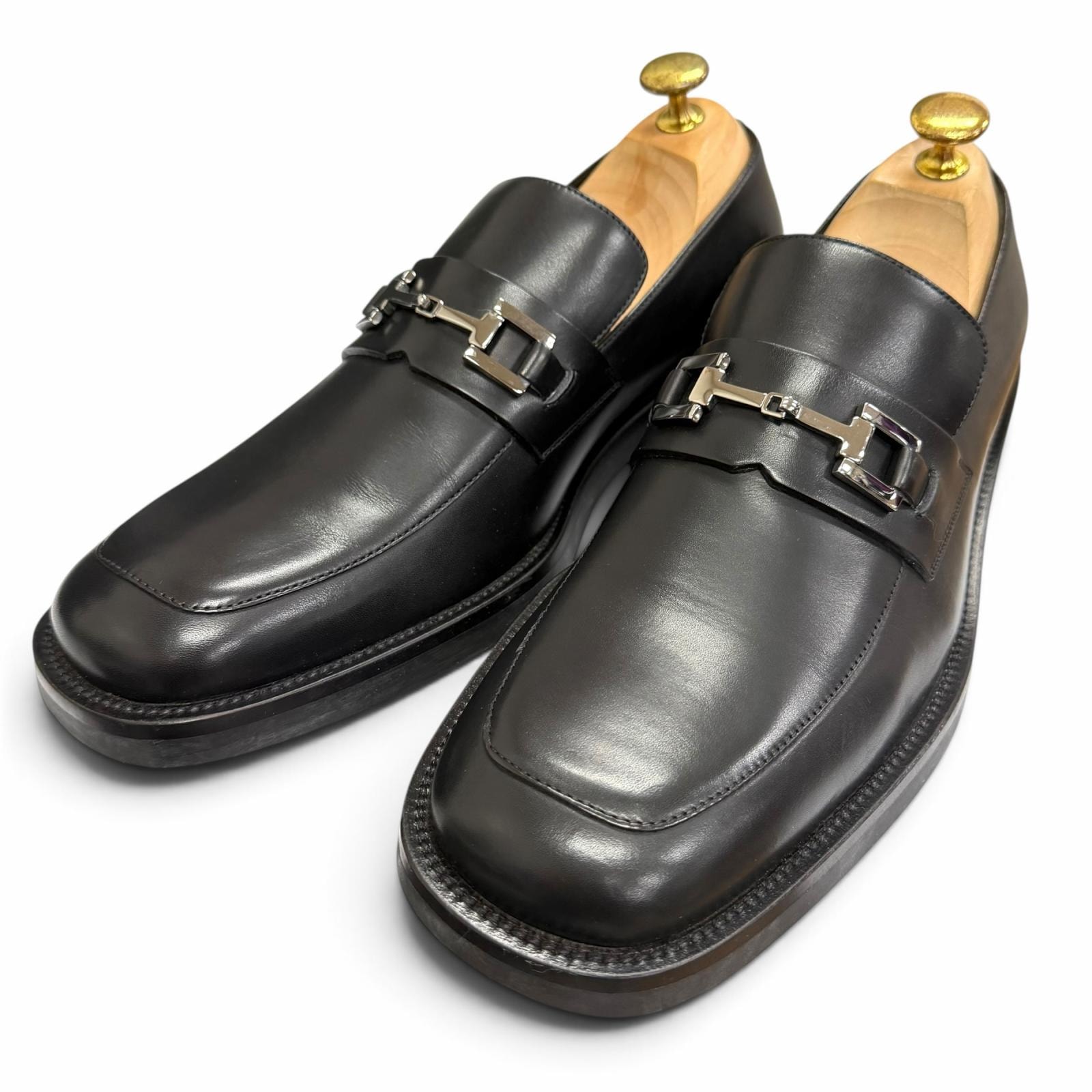 極美品 グッチ ローファー ブラック メンズ 40.5