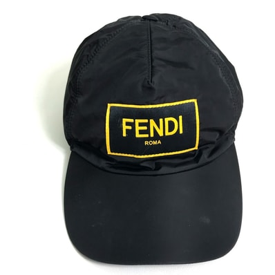 フェンディ FENDI ロゴ FXQ768 ベースボールキャップ ベースボール 帽子 ヘッドウェア キャップ ナイロン ブラック