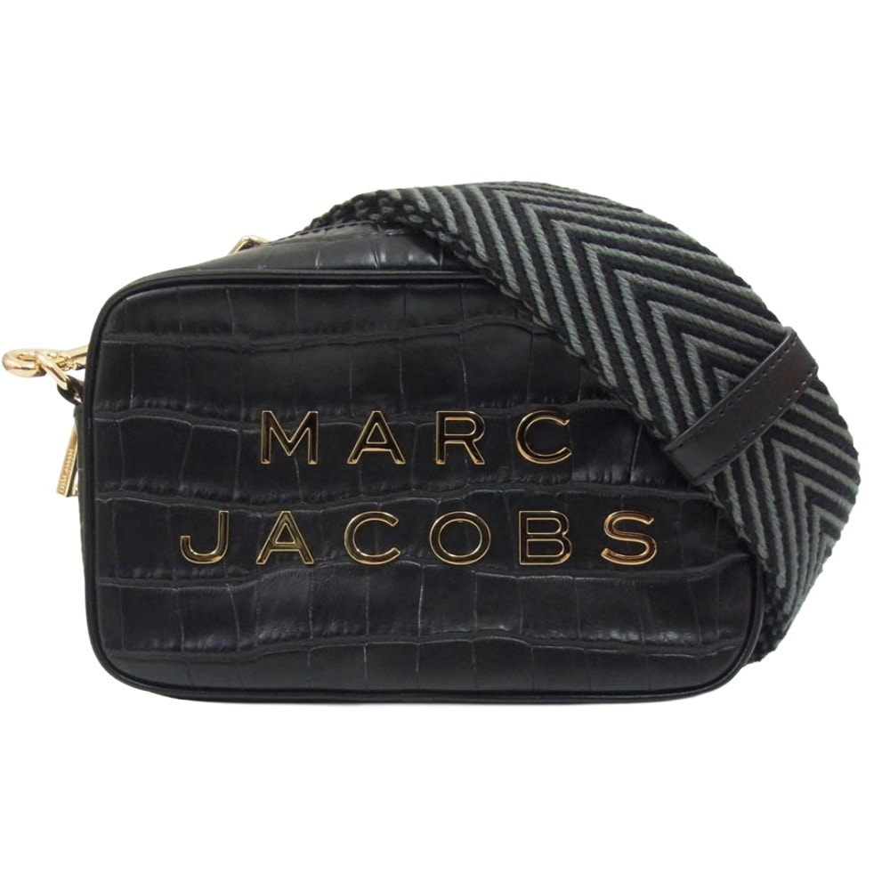 MARC JACOBS マークジェイコブス ショルダーバッグ H108L01PF22 ロゴ クロコ型押し レザー クロスボディ ショルダー カメラ バッグ ブラック系【中古】