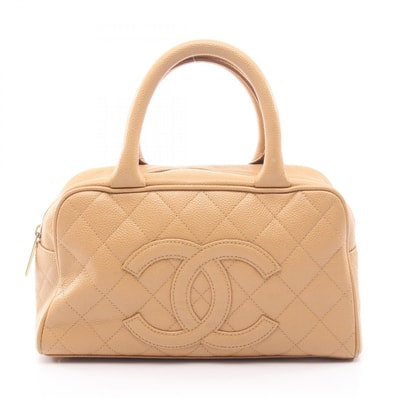 シャネル CHANEL マトラッセ ハンドバッグ バッグ カーフ(牛革) レディース ベージュ系 【中古】