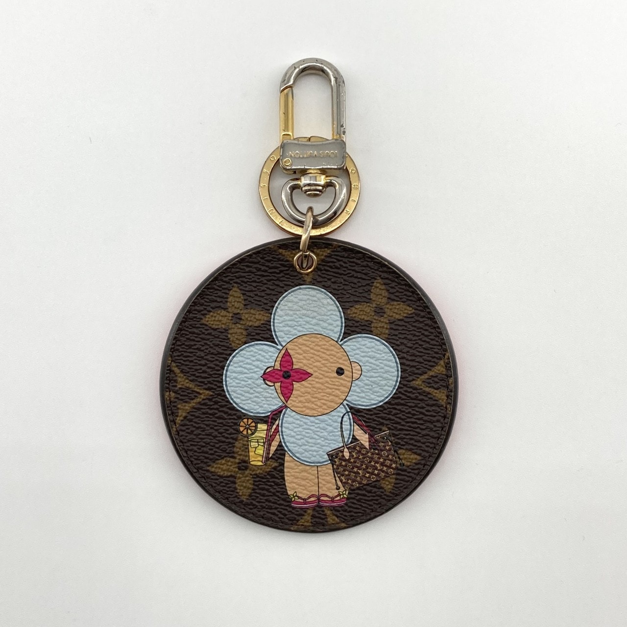 LOUIS VUITTON(ルイ・ヴィトン) ポルト クレ イリュストレ ヴィヴィエンヌ モノグラムキャンバス M69076 キーホルダー 4g ブラウン×レッド×ゴールド