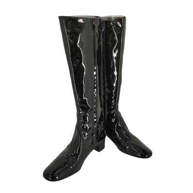 エナメル スクエアトゥ ロングブーツ【1141642471892】