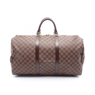 ルイ・ヴィトン LOUIS VUITTON キーポル50 ボストンバッグ バッグ PVCコーティングキャンバス レザー ダミエ エベヌ メンズ レディース ブラウン系 N41427 【中古】