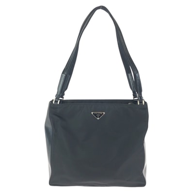 美品 PRADA プラダ テスート 三角ロゴプレート ブラック 黒 シルバー金具 ナイロン レザー/ ショルダーバッグ トートバッグ 602312 【中古】