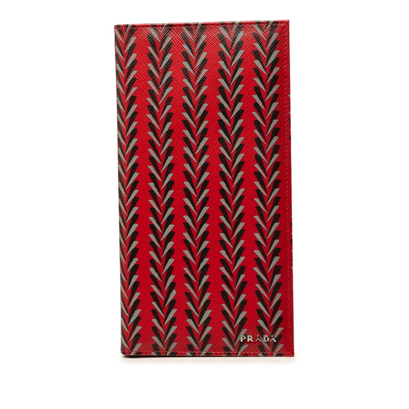 プラダ 長財布 札入れ レッド ブラック グレー サフィアーノレザー レディース PRADA 中古