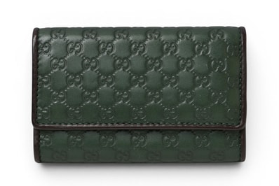 グッチ キーケース/キーホルダー GUCCI 6連 マイクログッチシマ 256443 グリーン/ブラック メンズ レディース【中古】