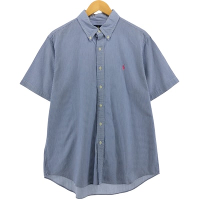古着 ラルフローレン Ralph Lauren RALPH LAUREN シアサッカー 半袖 ボタンダウン ストライプシャツ メンズL相当/eaa562959