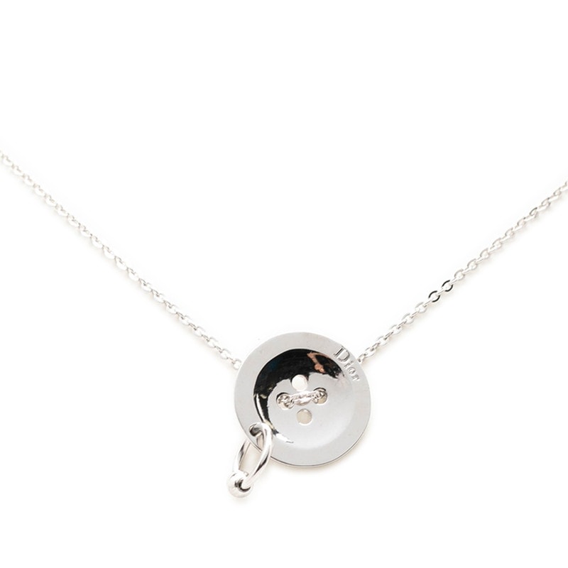 ディオール ロゴ ボタンモチーフ チェーン ネックレス シルバー メタル レディース Dior 【中古】