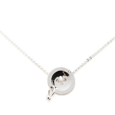 ディオール ロゴ ボタンモチーフ チェーン ネックレス シルバー メタル レディース Dior 【中古】