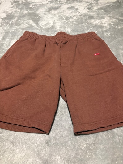 supreme smallboxロゴ スウェットハーフパンツ 茶